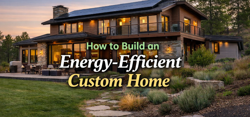 Rendering of an energy-efficient custom home in the mountains