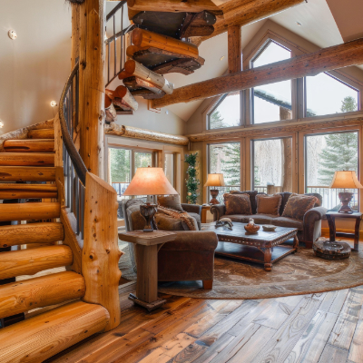 Custom home with large windows bringing in light and views