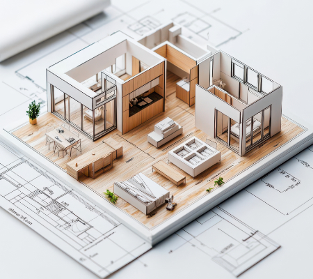 Diagram showing home orientation and open floor plan