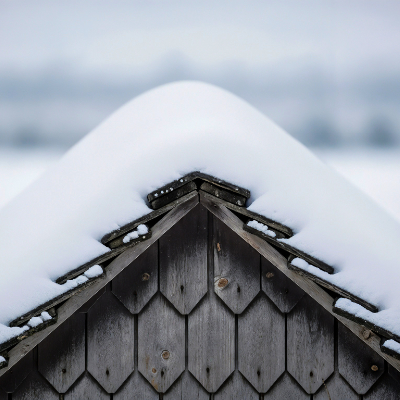 Snow-loaded roof on custom mountain home