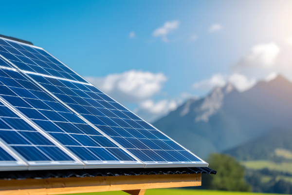 Custom home with solar panels and geothermal loop diagram