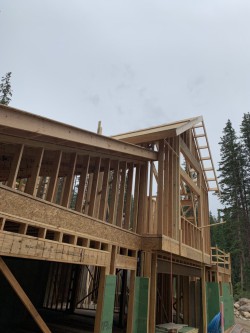 Framework for large custom home with oversized garage