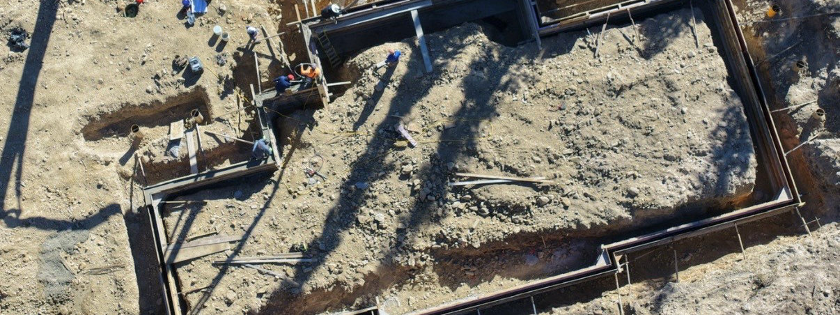 Drone shot of new home ground breaking