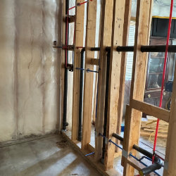 new drain lines in studs